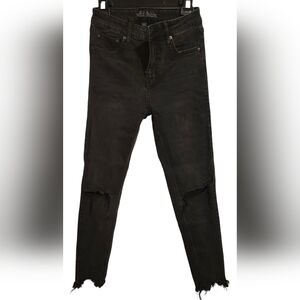 Wild Fable Jeans 4 High Waisted Women Black Distressed Cut off Ankle Goth Grunge